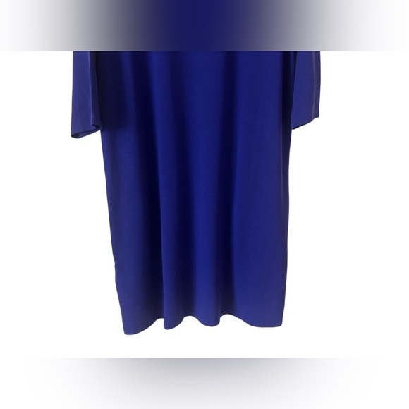 Eileen Fisher Cobalt Blue V-neck A-line Knee Length Jersey Knit Dress Size M - Picture 9 of 10